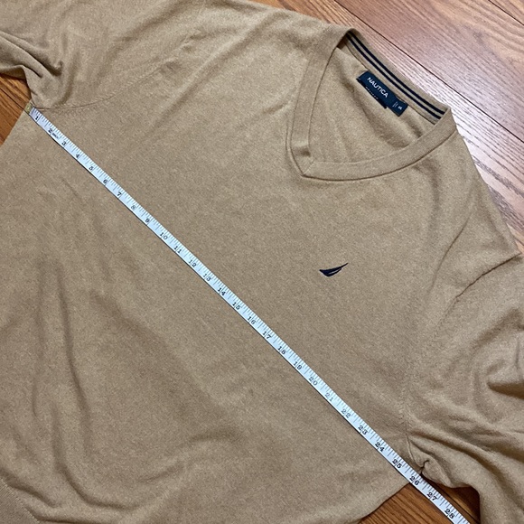 NAUTICA NAVTECH men’s Ribbed V-neck long sleeve tan sweater cotton blend XXL 🌞 - Picture 10 of 12